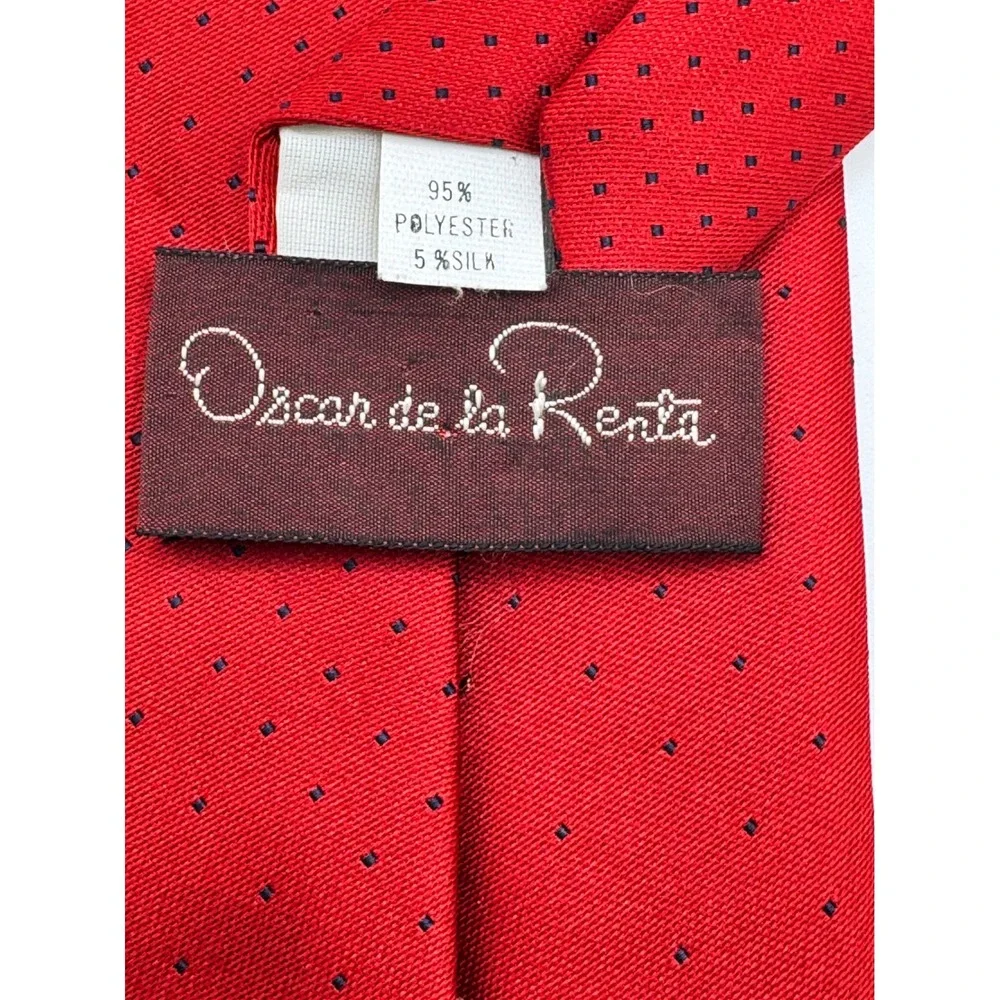 Vintage Oscar de‎ la Renta Red Silk Blend Necktie Formal Dress Career